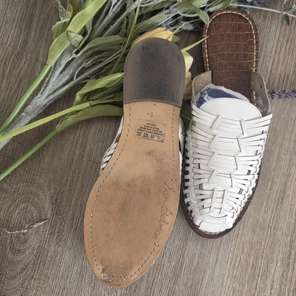 Sam Edelman White and Brown Woven Leather Flats - Picture 4 of 4